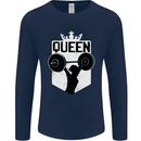 Gym Queen Female Bodybuilding Training Mens Long Sleeve T-Shirt Navy Blue