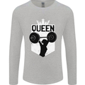 Gym Queen Female Bodybuilding Training Mens Long Sleeve T-Shirt Sports Grey