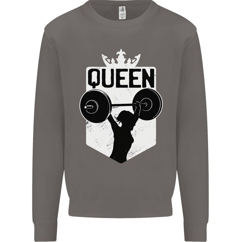 Gym Queen Female Bodybuilding Training Mens Sweatshirt Jumper Charcoal