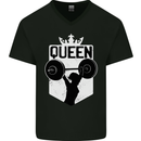 Gym Queen Female Bodybuilding Training Mens V-Neck Cotton T-Shirt Black