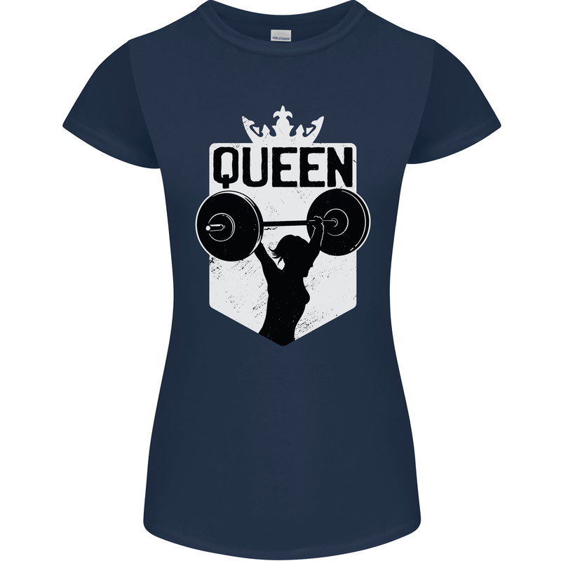 Gym Queen Female Bodybuilding Training Womens Petite Cut T-Shirt Navy Blue