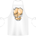 Gym Ripped Muscles Effect Cotton Apron 100% Organic White