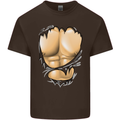 Gym Ripped Muscles Effect Kids T-Shirt Childrens Chocolate