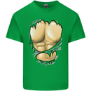 Gym Ripped Muscles Effect Kids T-Shirt Childrens Irish Green