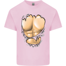Gym Ripped Muscles Effect Kids T-Shirt Childrens Light Pink