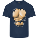 Gym Ripped Muscles Effect Kids T-Shirt Childrens Navy Blue