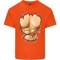 Gym Ripped Muscles Effect Kids T-Shirt Childrens Orange