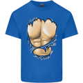 Gym Ripped Muscles Effect Kids T-Shirt Childrens Royal Blue