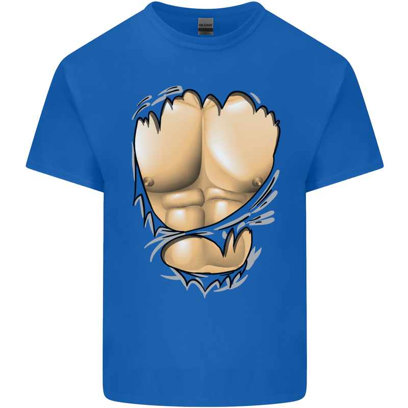 Gym Ripped Muscles Effect Kids T-Shirt Childrens Royal Blue