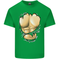 Gym Ripped Muscles Effect Mens Cotton T-Shirt Tee Top Irish Green