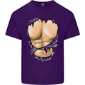 Gym Ripped Muscles Effect Mens Cotton T-Shirt Tee Top Purple