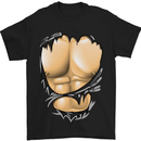 Gym Ripped Muscles Effect Mens T-Shirt Cotton Gildan Black