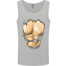 Gym Ripped Muscles Effect Mens Vest Tank Top Sports Grey