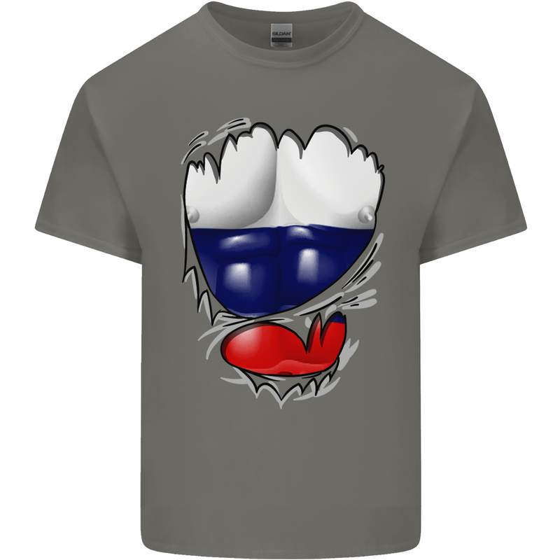 Gym Russian Flag Ripped Muscles Russia Kids T-Shirt Childrens Charcoal