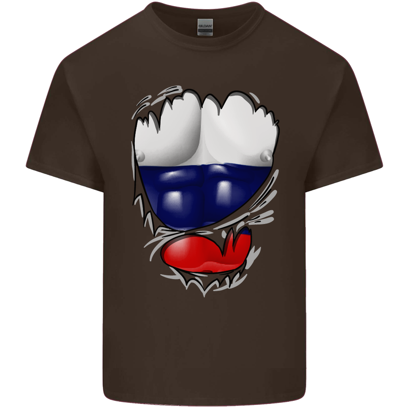 Gym Russian Flag Ripped Muscles Russia Kids T-Shirt Childrens Chocolate