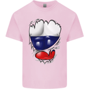 Gym Russian Flag Ripped Muscles Russia Kids T-Shirt Childrens Light Pink