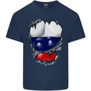 Gym Russian Flag Ripped Muscles Russia Kids T-Shirt Childrens Navy Blue