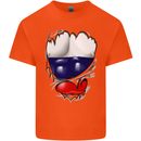 Gym Russian Flag Ripped Muscles Russia Kids T-Shirt Childrens Orange