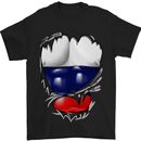 Gym Russian Flag Ripped Muscles Russia Mens T-Shirt Cotton Gildan Black