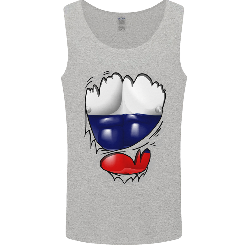 Gym Russian Flag Ripped Muscles Russia Mens Vest Tank Top Sports Grey