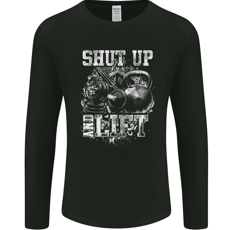 Gym Shut up & Lift Workout Training Top Mens Long Sleeve T-Shirt Black