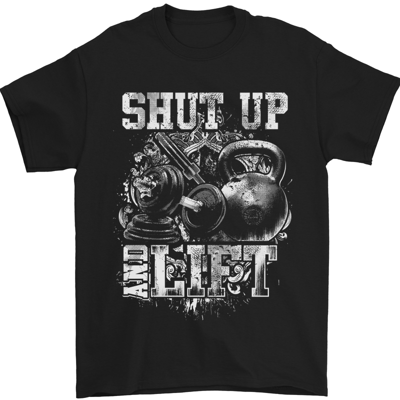 Gym Shut up & Lift Workout Training Top Mens T-Shirt Cotton Gildan Black