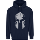 Gym Spartan Helmet Bodybuilding Fitness Mens 80% Cotton Hoodie Navy Blue
