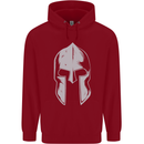 Gym Spartan Helmet Bodybuilding Fitness Mens 80% Cotton Hoodie Red