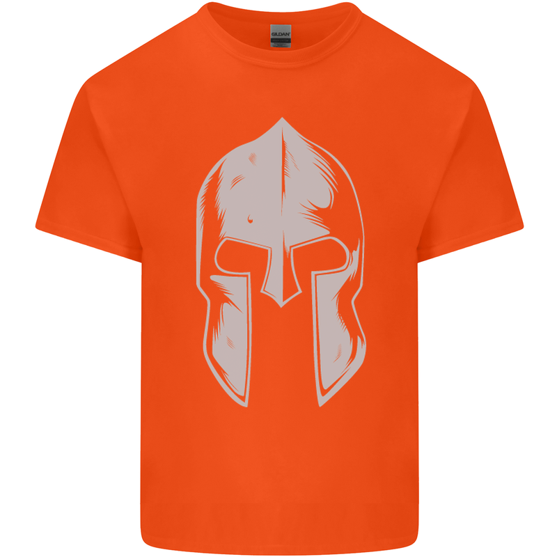 Gym Spartan Helmet Bodybuilding Fitness Mens Cotton T-Shirt Tee Top Orange