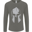 Gym Spartan Helmet Bodybuilding Fitness Mens Long Sleeve T-Shirt Charcoal