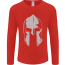 Gym Spartan Helmet Bodybuilding Fitness Mens Long Sleeve T-Shirt Red