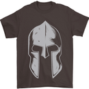 Gym Spartan Helmet Bodybuilding Fitness Mens T-Shirt Cotton Gildan Dark Chocolate