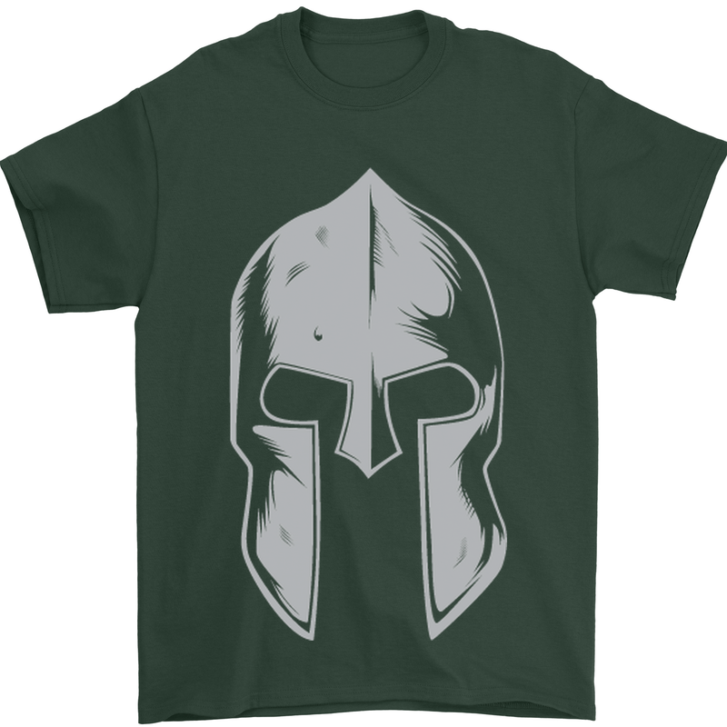 Gym Spartan Helmet Bodybuilding Fitness Mens T-Shirt Cotton Gildan Forest Green
