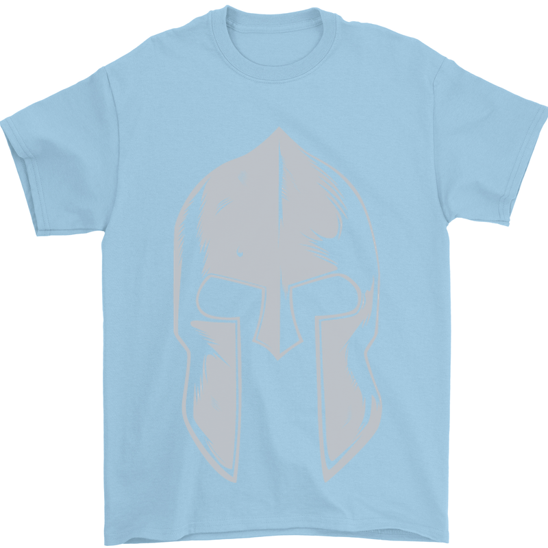 Gym Spartan Helmet Bodybuilding Fitness Mens T-Shirt Cotton Gildan Light Blue