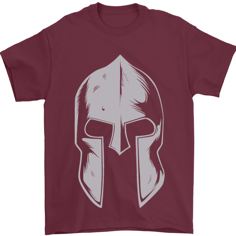 Gym Spartan Helmet Bodybuilding Fitness Mens T-Shirt Cotton Gildan Maroon