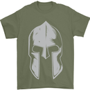 Gym Spartan Helmet Bodybuilding Fitness Mens T-Shirt Cotton Gildan Military Green