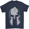 Gym Spartan Helmet Bodybuilding Fitness Mens T-Shirt Cotton Gildan Navy Blue