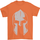 Gym Spartan Helmet Bodybuilding Fitness Mens T-Shirt Cotton Gildan Orange