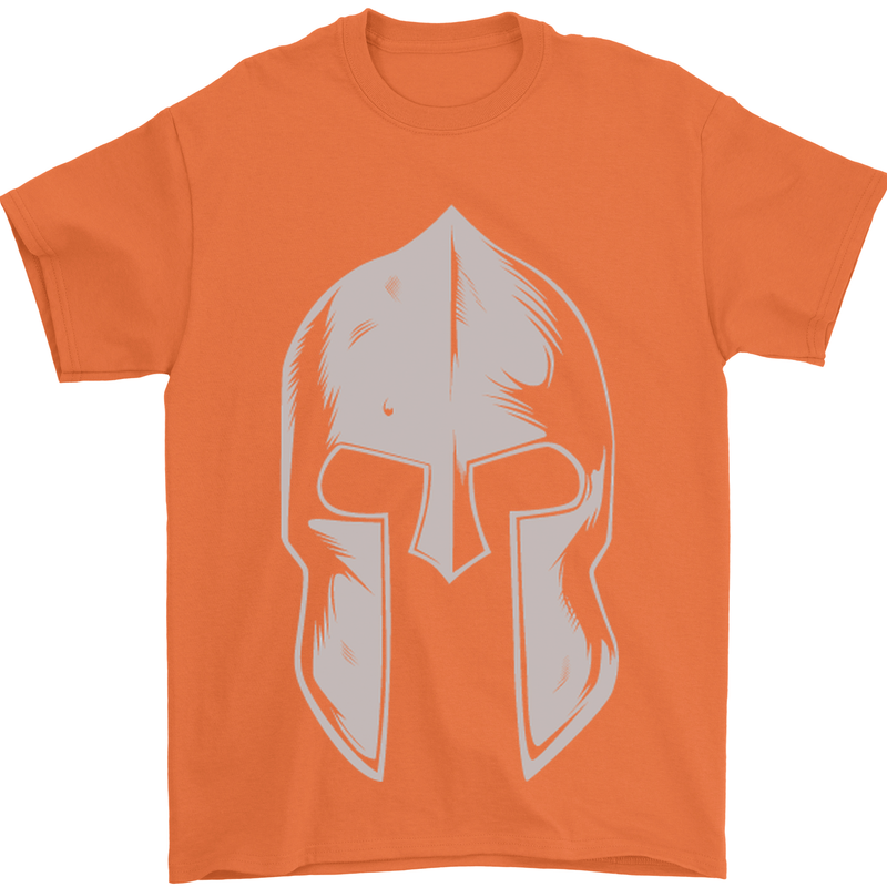 Gym Spartan Helmet Bodybuilding Fitness Mens T-Shirt Cotton Gildan Orange