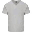 Gym Spartan Helmet Bodybuilding Fitness Mens V-Neck Cotton T-Shirt White