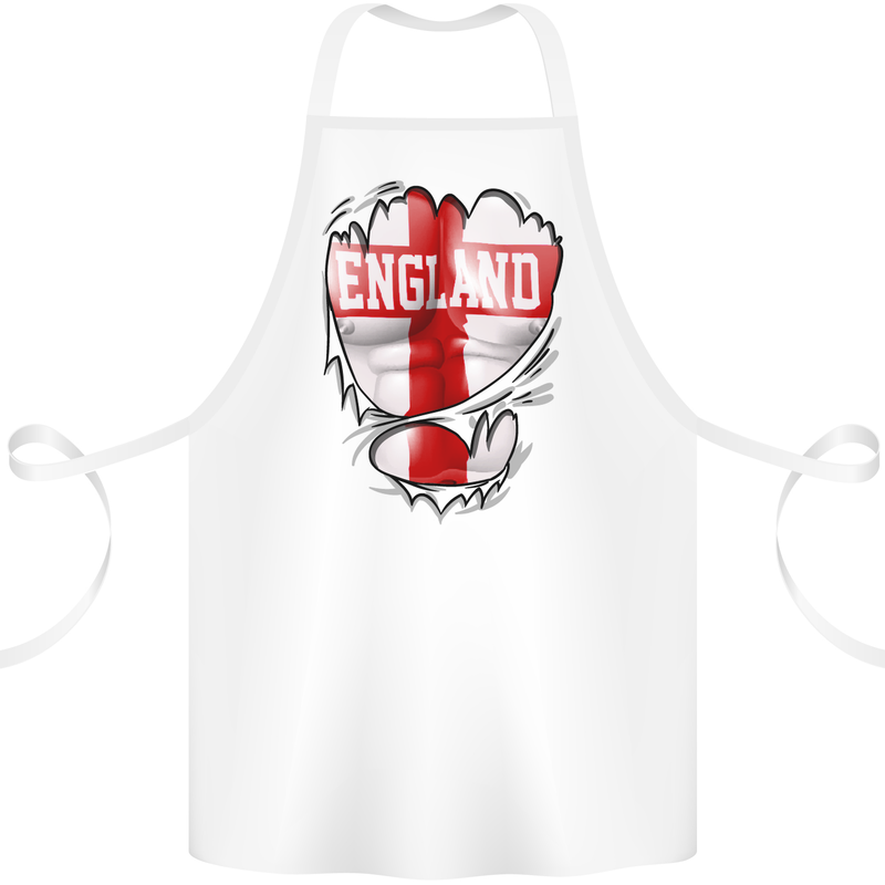 Gym St. George's Cross English Flag England Cotton Apron 100% Organic White