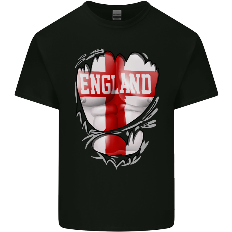 Gym St. George's Cross English Flag England Mens Cotton T-Shirt Tee Top Black