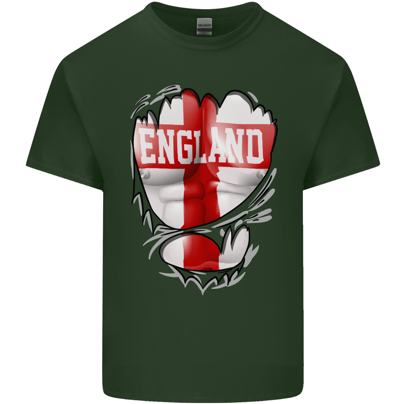 Gym St. George's Cross English Flag England Mens Cotton T-Shirt Tee Top Forest Green