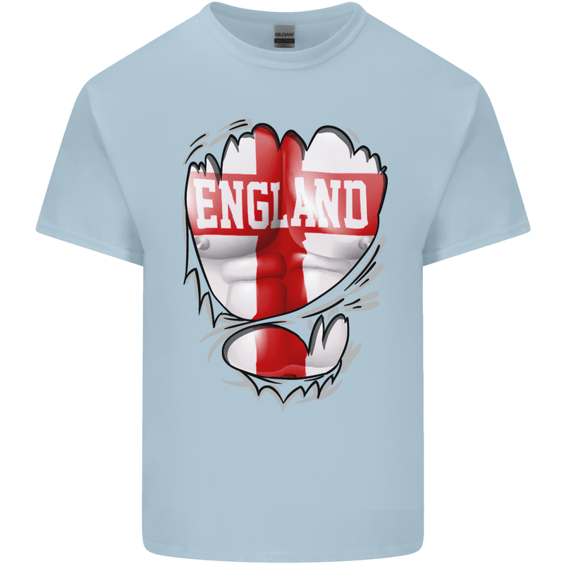 Gym St. George's Cross English Flag England Mens Cotton T-Shirt Tee Top Light Blue