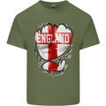 Gym St. George's Cross English Flag England Mens Cotton T-Shirt Tee Top Military Green