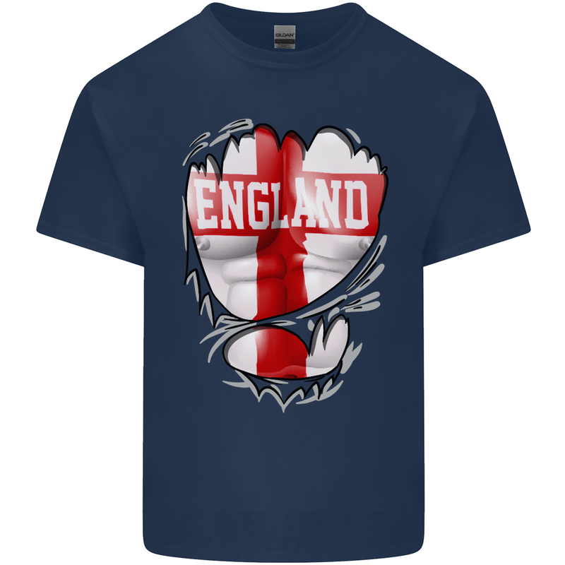 Gym St. George's Cross English Flag England Mens Cotton T-Shirt Tee Top Navy Blue