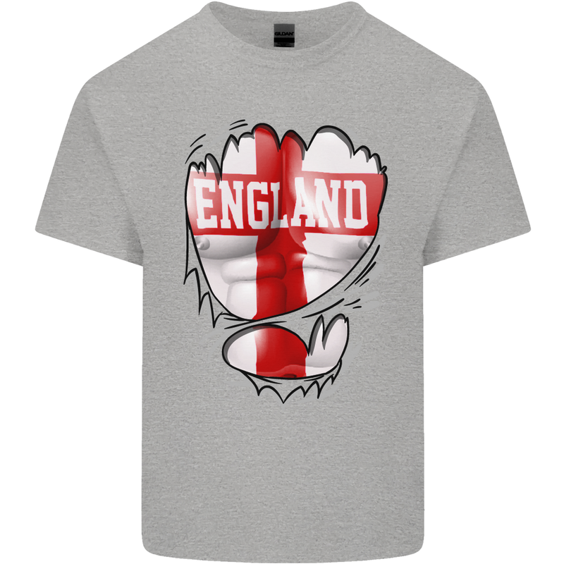 Gym St. George's Cross English Flag England Mens Cotton T-Shirt Tee Top Sports Grey