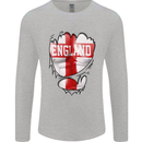 Gym St. George's Cross English Flag England Mens Long Sleeve T-Shirt Sports Grey