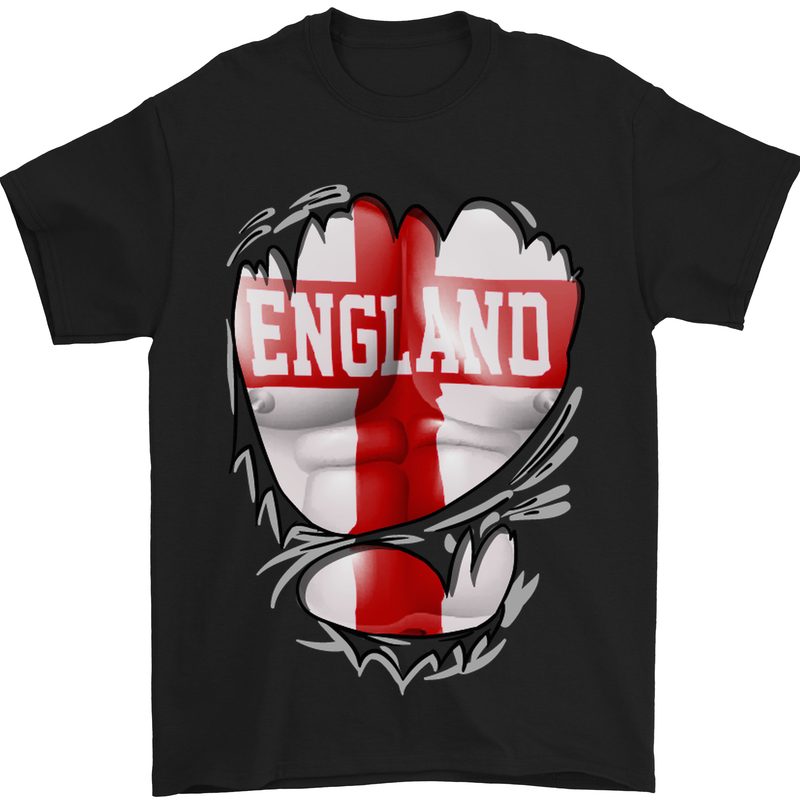 Gym St. George's Cross English Flag England Mens T-Shirt Cotton Gildan Black