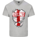 Gym St. George's Cross English Flag England Mens V-Neck Cotton T-Shirt Sports Grey